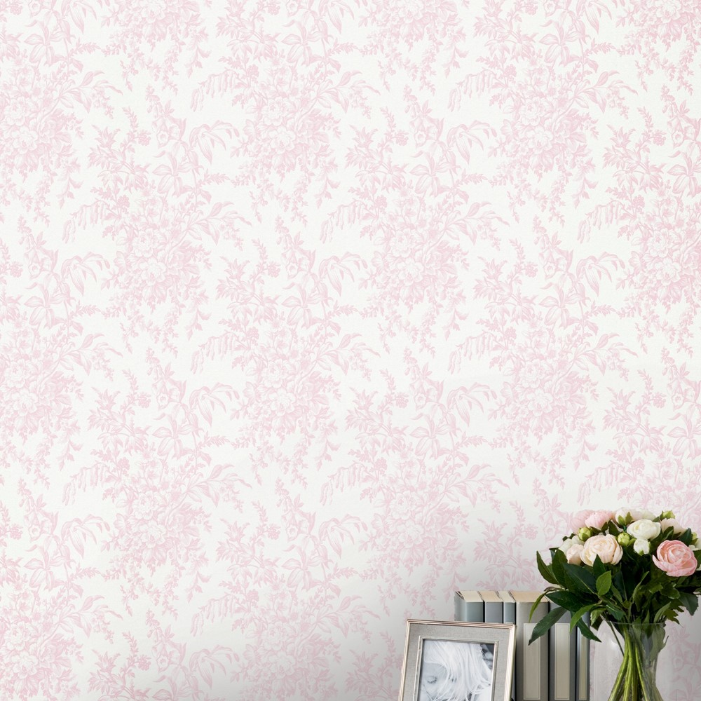 Picardie Floral Wallpaper 114901 by Laura Ashley in Petal Pink